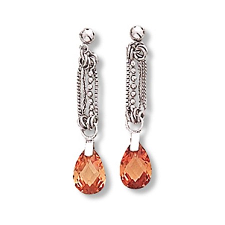 Champagne CZ Multichain Dangle Earrings - Click Image to Close